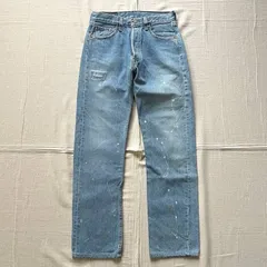 MADE IN USA　1998年4月　アメリカ製　vintage　米国最終モデル　Levi's 501　リーバイス　赤タブ　ストレートデニム　ジーンズ　W28 L32　ボタンフライ　553　サンベニート工場　紙パッチ　ペンキスプラッシュ　ダメージ加工　一点物