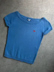 Burberry バーバリー ブルーレーベル コバルト ブルー 半袖 ニット