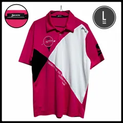 【美品】SRIXON スリクソン ゴルフ ウェア ポロシャツ L ピンク×ホワイト 半袖