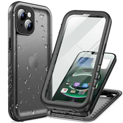 【新品】 Cozycase iPhone 15用ケース 完全防水 防塵 2m耐衝撃 360度全面両面 軽量 米軍 カメラ保護 ストラップ付き 海 お風呂 水中撮影 洗濯可能 最強 頑丈 人気 ワイヤレス充電 携帯カバー 2眼レフ 6.1インチ 黒 1