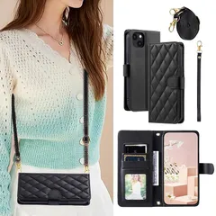 【新品】 Dahimomo For iPhone 15 ケース 手帳型 アイフォン15 ケース 手帳型 あいふぉん15 財布型 ショルダー ストラップ カード収納 スマホケース iPhone 15 携帯カバーiphone15 アイホン15 肩掛け 斜め掛け ス