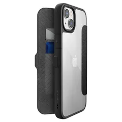 【新品】 【RAPTIC】 iPhone15Plus 対応 ケース 手帳型/カード 収納/耐衝撃 米軍 MIL 規格 クリア 合成皮 革 素材 背面 透明 手帳型ケース マグネット 式 スマホケース [ Apple iPhone15 Plus アイフォン15 