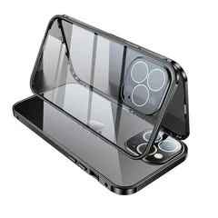 【新品】 [La Momo] iPhone 互換品 ケース iPhone16 ケース クリア カメラレンズカバー 前後ガラス 360度全面保護 スマホ 透明 10H強化ガラスケース アルミニウム 耐衝撃 カメラ保護 マグネット式 アイフォン15 両面ケース