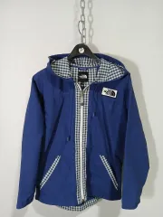 THE NORTH FACE ザノースフェイス キッズ ブルー CHECK フード WHO ウィンドブレーカー
