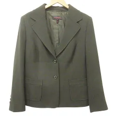 エスカーダ ESCADA 美品 シングル 2B ジャケット テーラード ウール ビジネス セレモニー 国内正規 42 L カーキのサムネイル