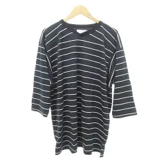 ノンネイティブ nonnative タグ付き COACH Q/S V-NECK TEE BORDER COTTON JERSEY ボーダー Vネック Tシャツ 七分袖 日本製 2 Mサイズ 紺 ネイビーのサムネイル