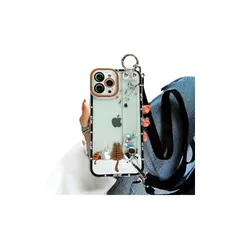 【新品】 可愛い 猫 ネコ ねこ スマホケース iPhone 15 用 ケース 首かけストラップ スタンド機能 アイフォン 15 用 ケース (6.1インチ) シリコーン保護 カバー 携帯ストラップ キックスタンド カラー（ブラック） 1
