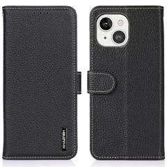 【新品】 for iPhone 15 Plus ケース 手帳型 本革 for アイフォン15 プラス カバー 本革 財布型 シュリンクカーフレザー 高級本皮 ライチ柄 良い触り心地 サイドマグネット式 2枚カード収納 横置きスタンド機能 耐衝撃 XJUN  1