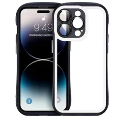 【新品】 【カメラ一体保護付】HUOYUO 対応 iPhone 15 Pro ケースレンズ 保護 付き ブラック 透明 米軍MIL規格 落下防止,耐衝撃 吸収 保護 頑丈, 黄ばみ防止,背面ハード PC +ソフト TPU バンパー, 対応 magsafe  1