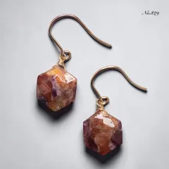 No.829✨天然石✨カーネリアンガーネットの一粒ピアス　イヤリング