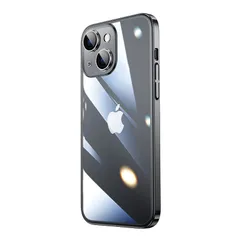 【新品】 Eisuiyi iPhone 15 用のクリアハードケース メッキ加工 指紋防止 汚れにくい ワンピースカメラ保護 アイフォン15 向けのカバー スリム 6.1インチ ブラック 0