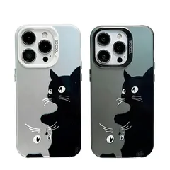 【新品】 可愛い ねこ 猫 ネコ スマホケース iPhone 15 Pro Max 用 ケース アイフォン 15 Pro Max 用 ケース（ブラック） 1
