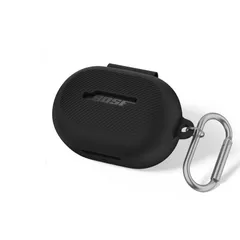 【特価商品】Bose QuietComfort Earbuds (2024) 用イヤホン保護ケース、CONTEME カラビナ付きシリコンソフトケース、ロゴ、フロント LED 表示 (Black)