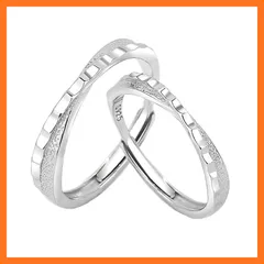 【新品】 [Deelfel] リング カップル フリーサイズ 2個セット 男女 シルバー925 交叉指輪 幾何形 婚約指輪 結婚指輪 純銀製 サイズ調整可能 記念日 バレンタインデー 妻 恋人 彼女 ファッション アクセサリー 0