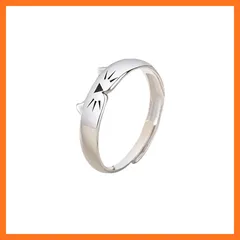 【新品】 [Msy yien] 猫 愛の証 ペアリング人気 高級ジルコニア シルバー925 純銀製 フリーサイズ レディースリング メンズリング 人気 結婚指輪 婚約指輪 エンゲージリング ジュエリー 専用ボックス付き (メンズ （1点セット）) 0