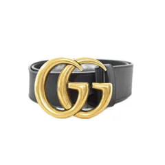グッチ GUCCI ダブルG ワイド ベルト 75・30 黒 ブラック 400593 ☆AA★