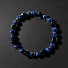 最強のお守りブレスレット　天然石ブレスレット【モリオン＆ラピスラズリ＆ヘマタイト】