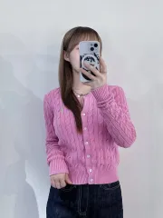 POLO RALPH LAUREN ライム ポニー ピンク ケーブル カーディガン