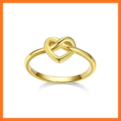 【新品】 [Bestyle] 指輪 レディース 結び ハート リング シルバー925 金属アレルギー 人気 つけっぱなし シンプル ゴールド レディース 誕生日 プレゼント アクセサリー 0