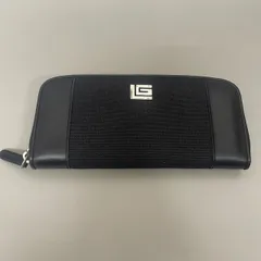 未使用級　Guy Laroche　ギラロッシュ　長財布　ラウンドファスナー　ロゴ　シルバー金具　キャンバス　レザー　黒　ブラックのサムネイル