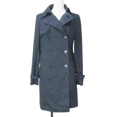 インディヴィ INDIVI トレンチコート 中綿ライナー付き ベルト付き ミドル丈 38 M相当 紺 ネイビー X