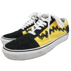 バンズ VANS × ピーナッツ PEANUTS オールドスクール スニーカー シューズ ローカット 靴 26cm 黒 ブラック 黄 イエロー ■IBO91