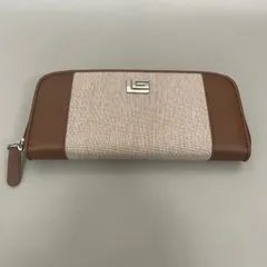 未使用級　Guy Laroche　ギラロッシュ　長財布　ラウンドファスナー　ロゴ　シルバー金具　キャンバス　レザー　茶　ブラウン　ベージュのサムネイル