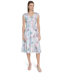 カルバンクライン レディース トップス ワンピース A ライン プリント Calvin Klein Printed Seamed Aline Seaspy Mult