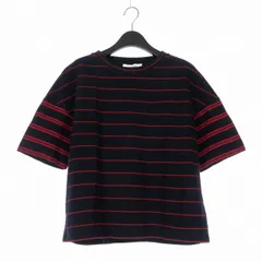 ジルサンダー JIL SANDER クルーネック ボーダーTシャツ カットソー 半袖 M ネイビー/レッド JSUM707016 国内正規