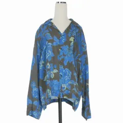 トーガ プルラ TOGA PULLA 花柄 オープンカラーシャツ ブラウス 長袖 36 ブルー/チャコール TP02-FJ281のサムネイル