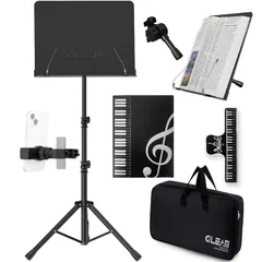 【人気商品】楽譜スタンドメタルキャリングバッグ付き 2つの功能 楽譜ファイル付 - 楽譜クリップ付 収納バッグ付 譜面台 読書台 筆記台 スペクトルスタンド GLEAM 三脚 楽譜たて