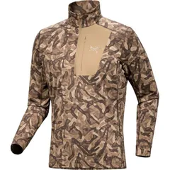 アークテリクス メンズ トップス シャツ プリント Arcteryx Rho LT Zip Neck Printop Mens Carob Grottoflage