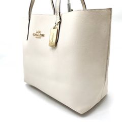 【良品】 coach gold logo plate totebag hand charm leather white y2k unisex コーチ トートバッグ ホワイト