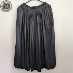UNIQLO シャイニーギャザーロングスカート M 黒 高見え