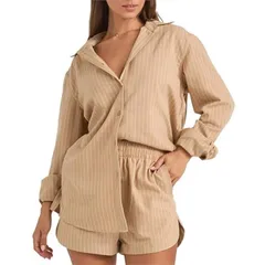 リズム レディース トップス Tシャツ Rhythm Byron Striped Shirt Womens Natural ストライプのサムネイル
