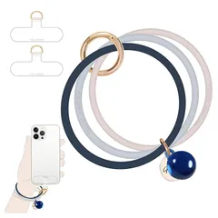 【新品】 [UKON] スマホストラップ スマホシリコンリング おしゃれな携帯ストラップ シンプル 落下防止 着脱簡単 全機種対応 三色組み合わせ パッチ2枚付き (米白色) 0
