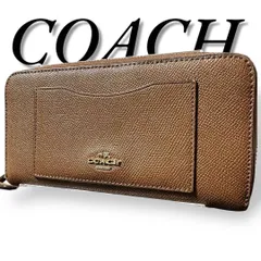 良品　COACH ラウンドジッパー財布　長財布　シボ革　PVCレザー