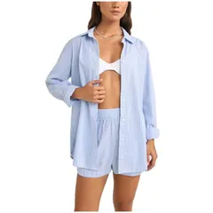 リズム レディース トップス Tシャツ Rhythm Zephyr Stripe Shirt Womens Blue ブルーのサムネイル