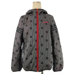 アディダス adidas パーカー ウインドブレーカー 薄手 ジップアップ ドット柄 紺 ネイビー M