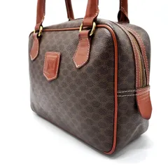 【良品】CELINE セリーヌ トリオンフ マカダム柄 ハンドバッグ ミニボストン PVC ブラウン 茶色 レディース ユニセックス 男女兼用 ヴィンテージ