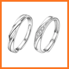 【新品】 Yoursfs ペアリング フリーサイズ ステンレス カップル 婚約指輪 オープン シルバー925製 調節指輪 (カップル) 1