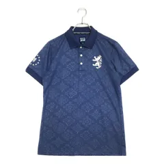 中古 メンズ アドミラルゴルフ Admiral Golf 半袖ポロシャツ L 紺 ネイビー 総柄