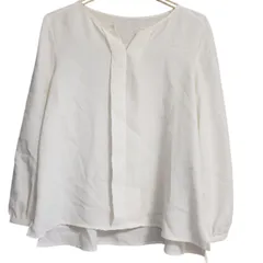 B1484 ナチュラルビューティーベーシック NATURAL BEAUTY BASIC ブラウス 長袖(S) 白 無地 ノーカラー