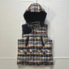 希少　archive　FUBU　フブ　フルジップアップ　シルバー　中綿ジップアップベスト　キルティング　コーデュロイ切替　取り外し可能フード　裾ドローコード　チェック柄　フラップポケット　両面ロゴ　Y2K　B系　平成レトロ　zip up puffer vest