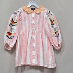 ボンジュール ストライプ シャツ ONE PIECE 刺繍 装飾