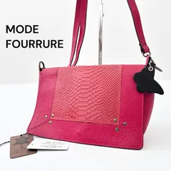 モードフルーレ BORSE IN PELLE レザー パイソン型押し フラップ ショルダーバッグ レッド 牛革 イタリア製 MODE FOURRURE 6M047のサムネイル