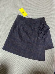 スカルプター チェック リー スカート チャコール