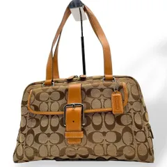 良品　COACH コーチ　ハンドバッグ　シグネチャー　キャンバス　レザー