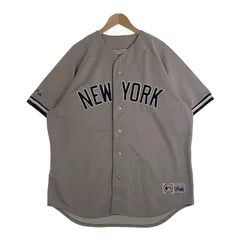 90's majestic マジェスティック Newyork Yankees ニューヨーク ヤンキース 半袖 ベースボールシャツ グレー Size XL
