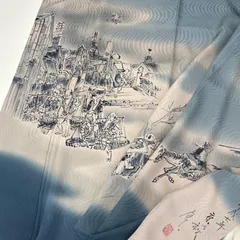 付下げ 作家物 裄66 上品な染め 流水の地紋 一つ紋 正絹 着物 MK-5220